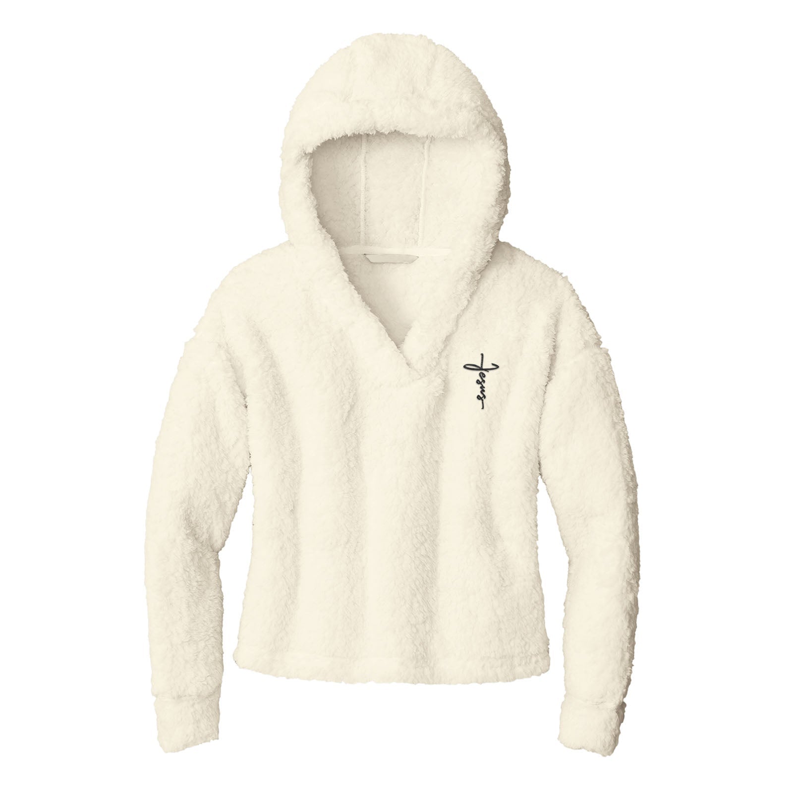 Jesus Cross Cozy Fleece Hoodie - Our True God