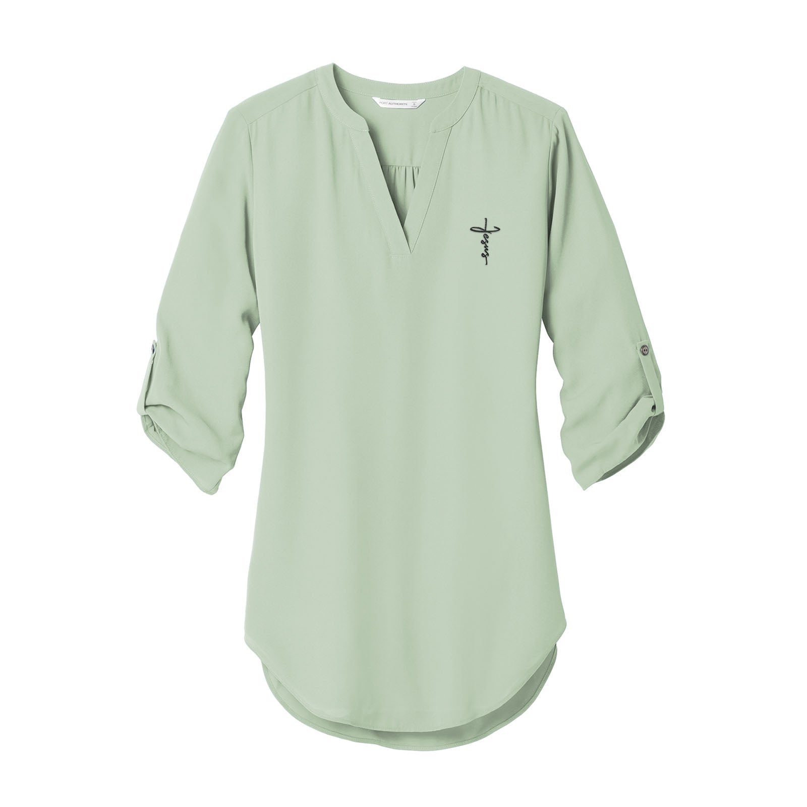 Jesus Cross Women's 3/4 Sleeve Tunic Blouse - Our True God