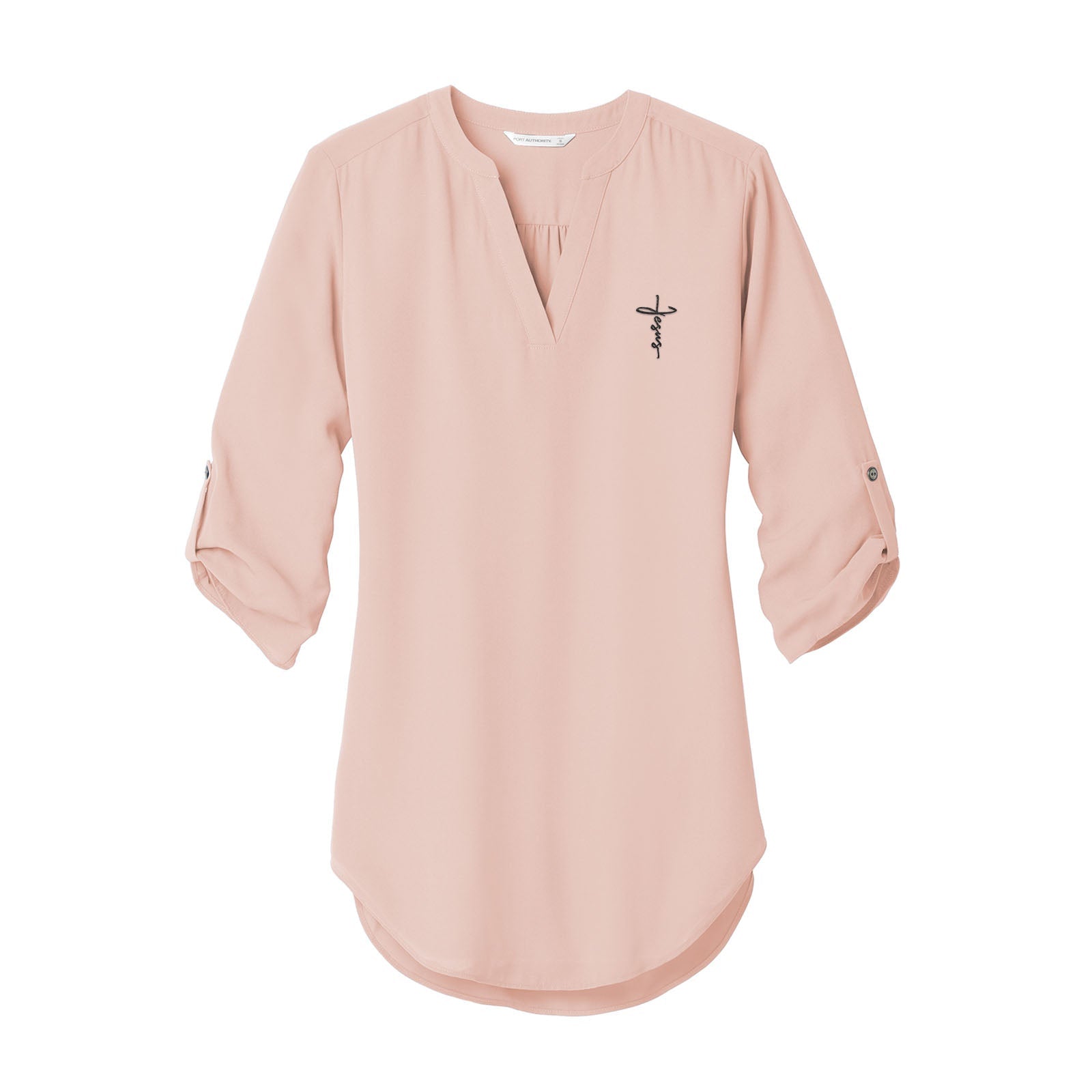 Jesus Cross Women's 3/4 Sleeve Tunic Blouse - Our True God