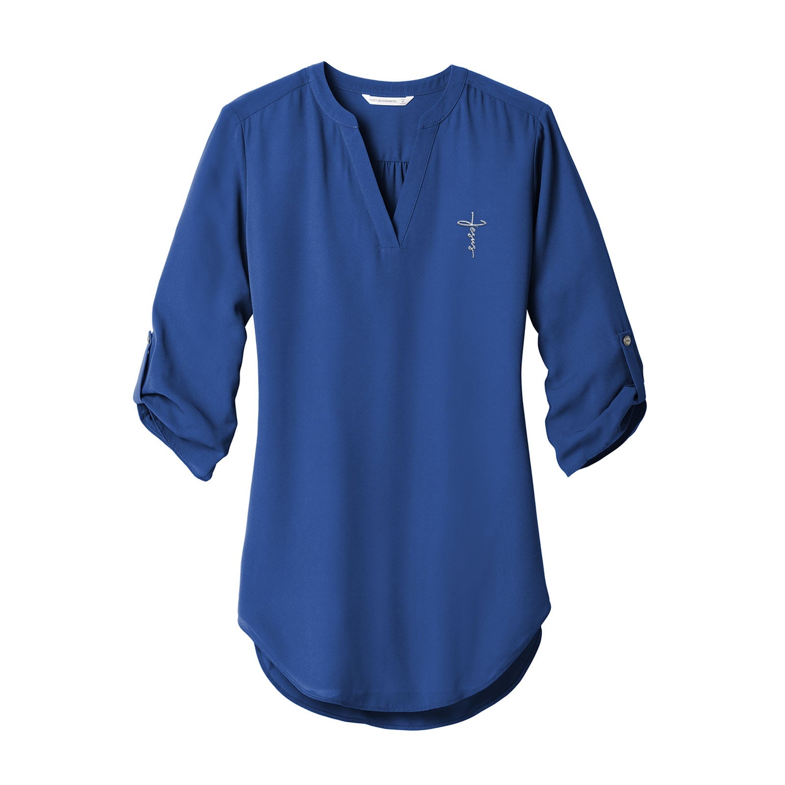 Jesus Cross Women's 3/4 Sleeve Tunic Blouse - Our True God