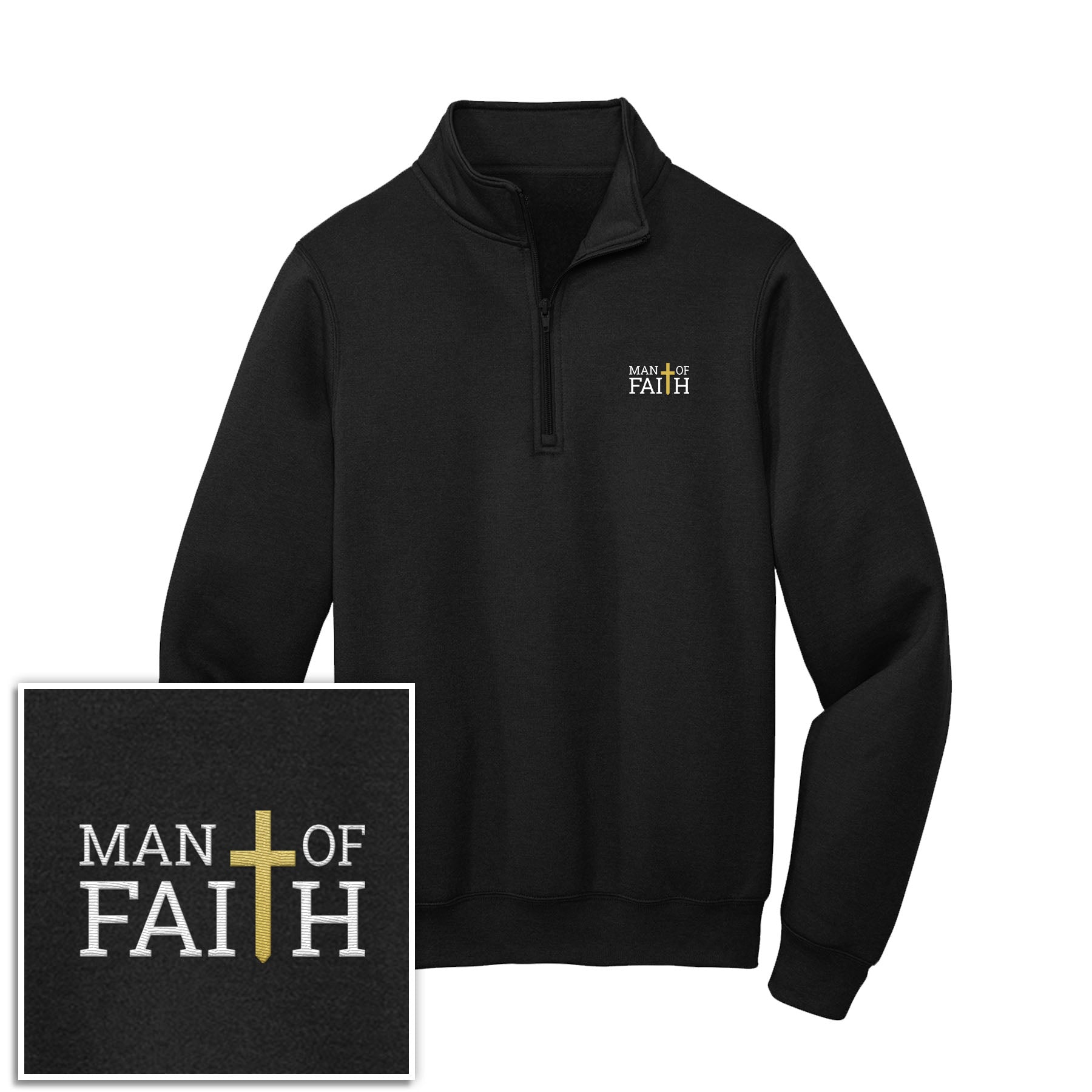 Man Of Faith 1/4 - Zip Pullover Sweatshirt - Our True God