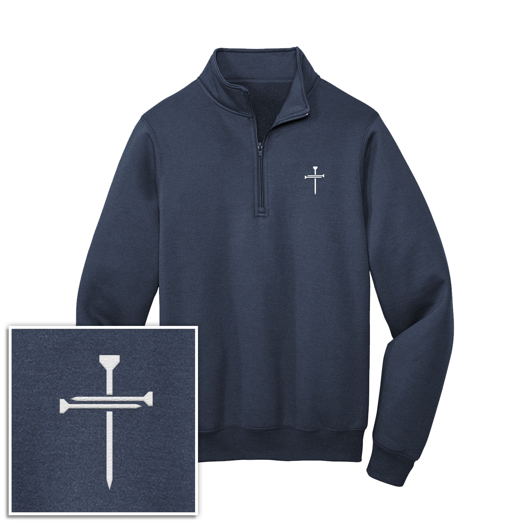 Nail Cross 1/4 - Zip Pullover Sweatshirt - Our True God