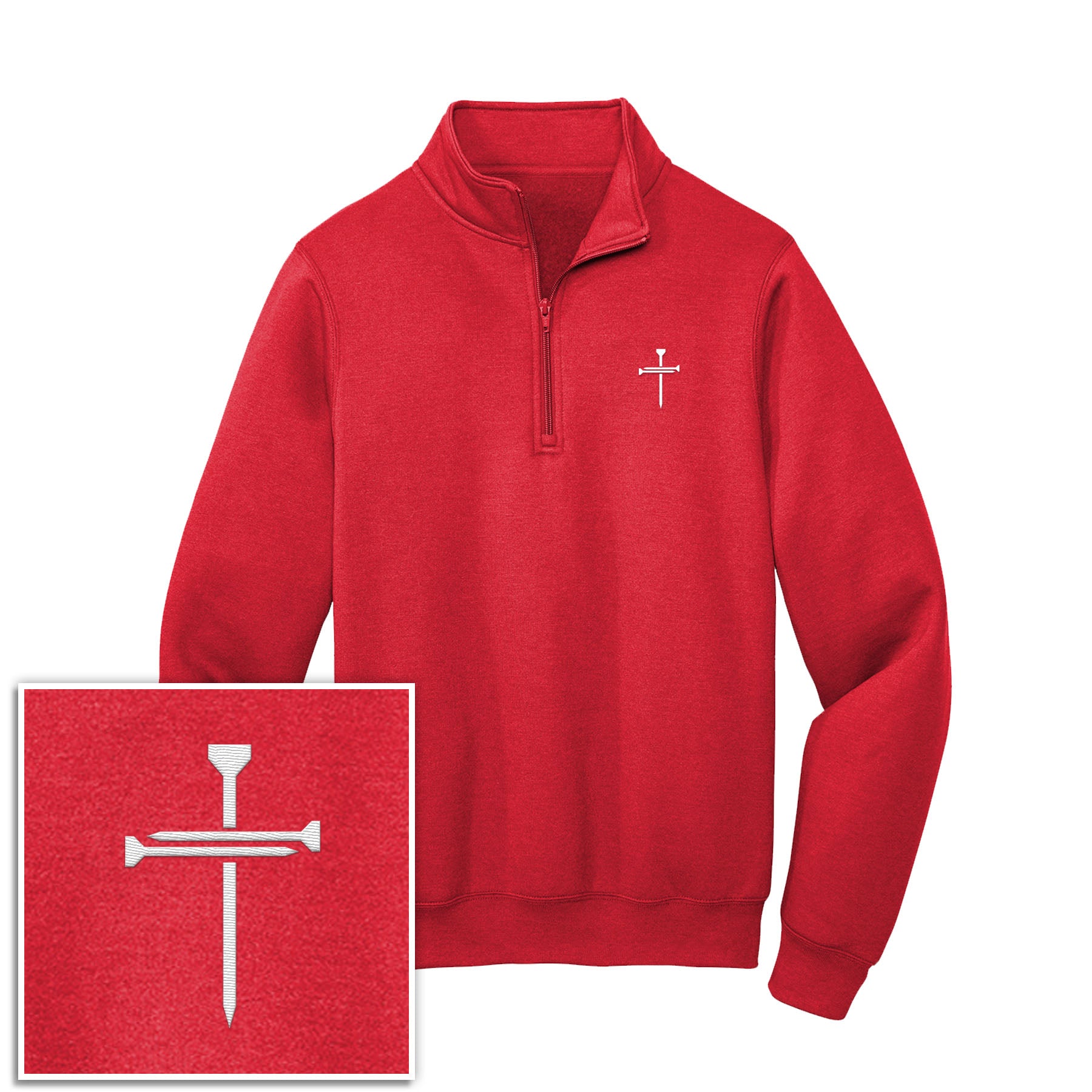 Nail Cross 1/4 - Zip Pullover Sweatshirt - Our True God
