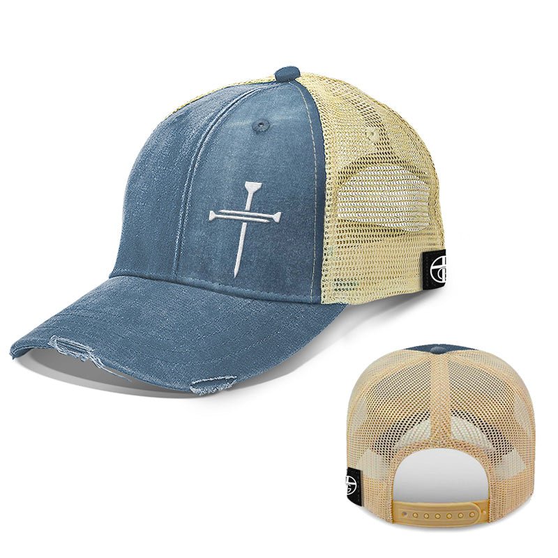 Nail Cross Lower Left Trucker Hats - Our True God