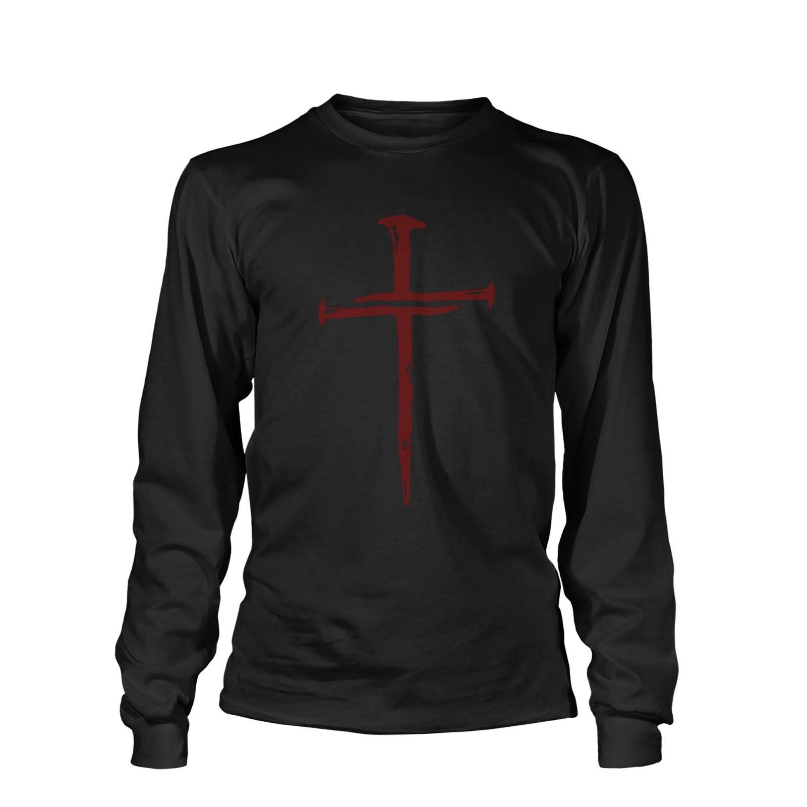 Nail Cross Maroon Long Sleeves T-Shirt - Our True God