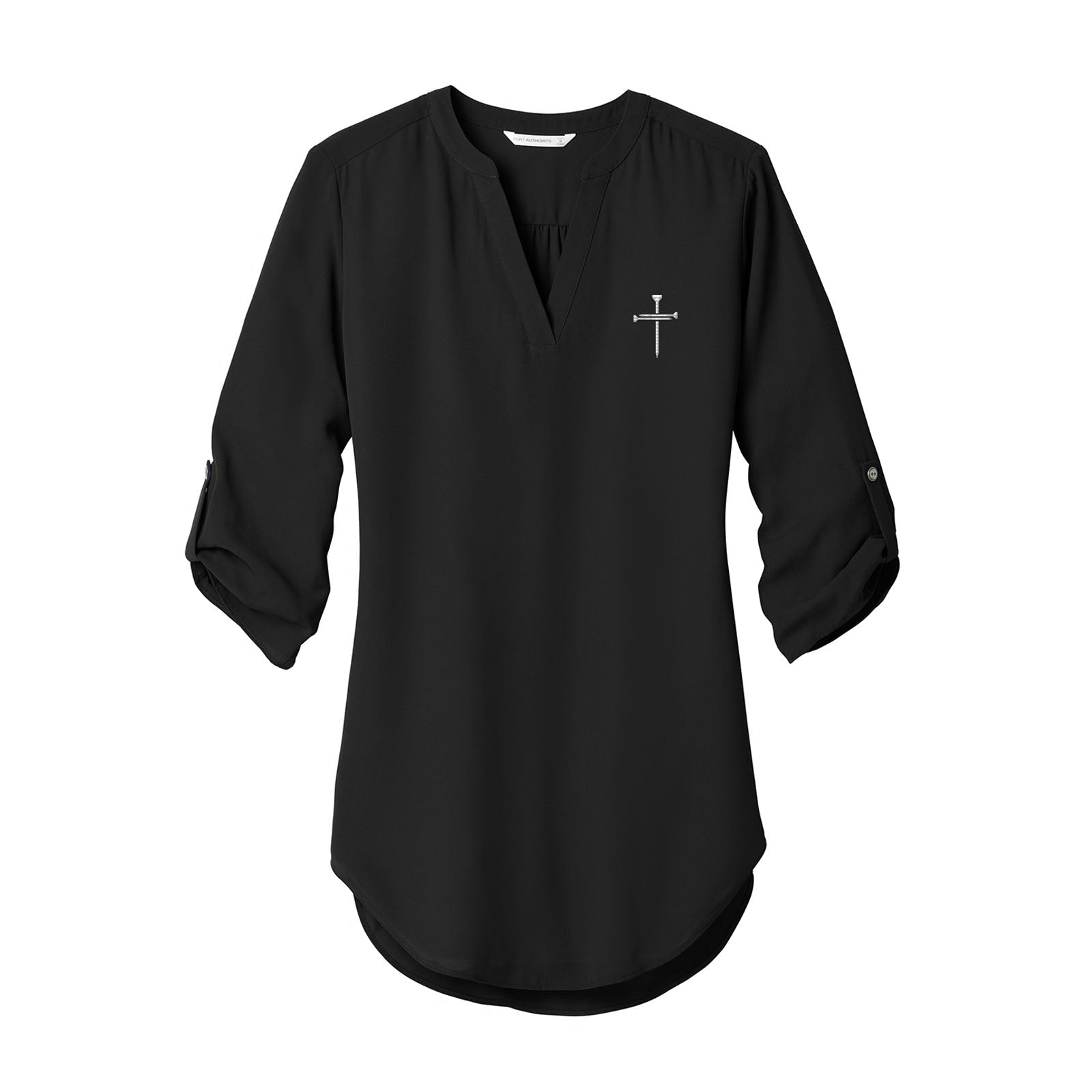 Nail Cross Women's 3/4 Sleeve Tunic Blouse - Our True God