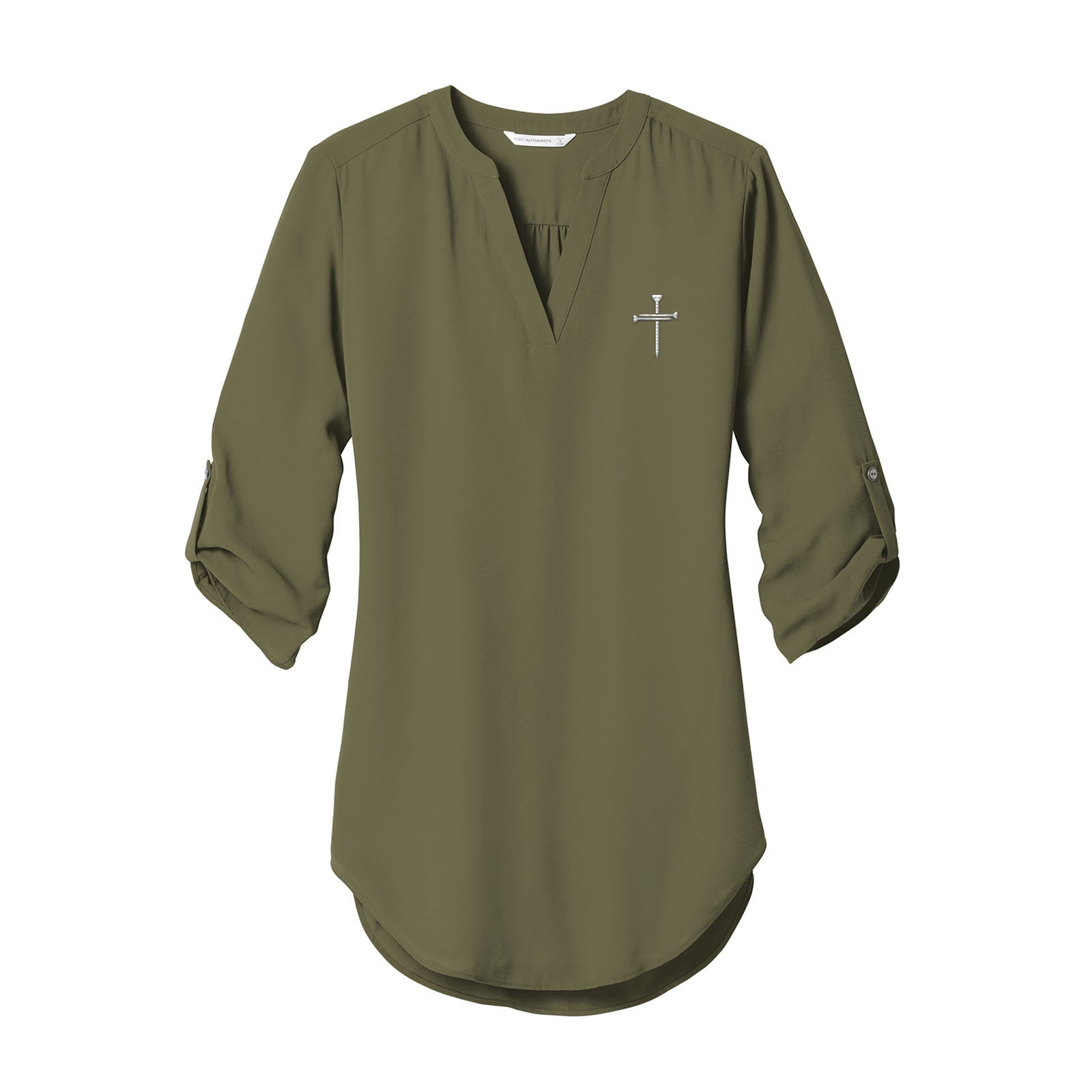 Nail Cross Women's 3/4 Sleeve Tunic Blouse - Our True God