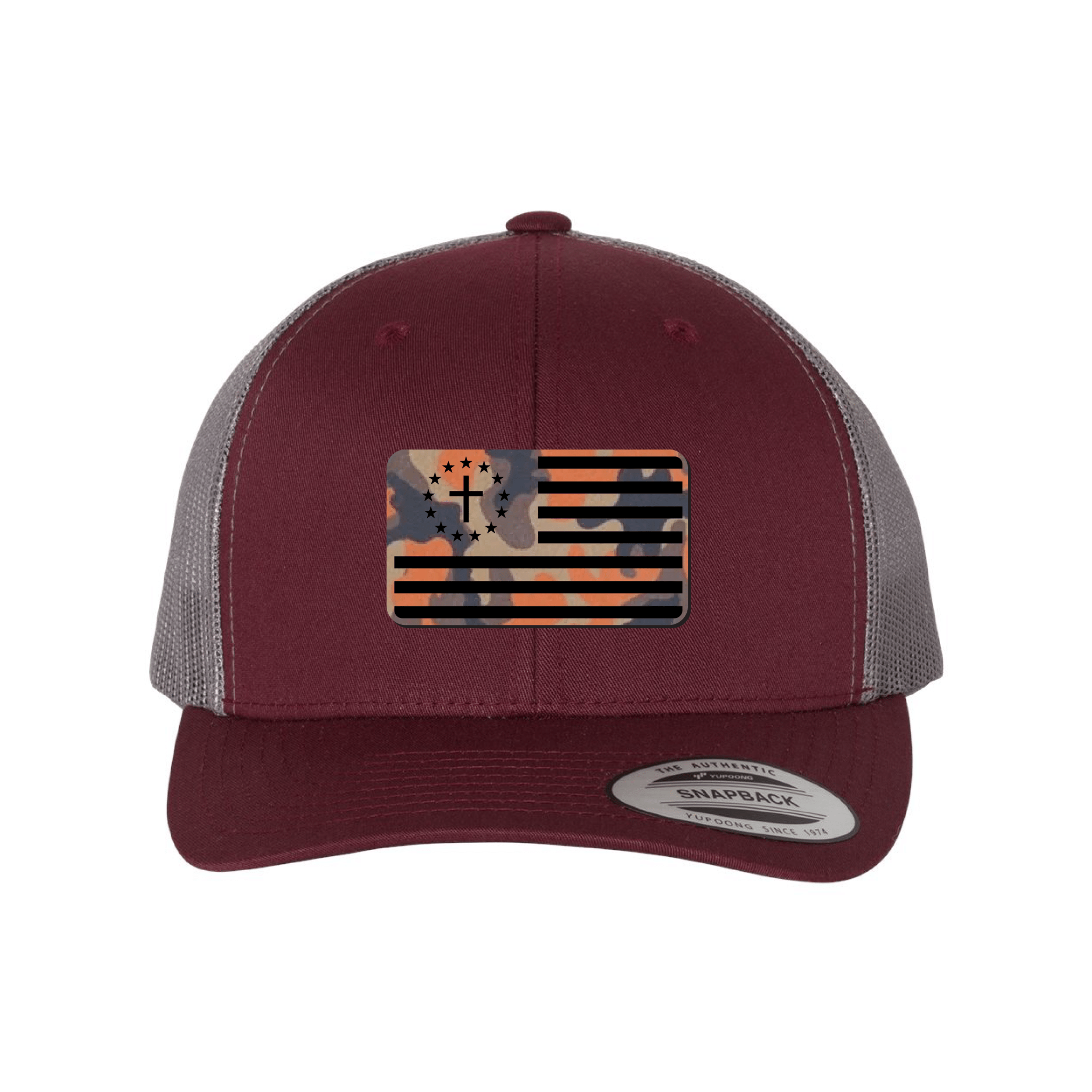 One Nation Under God Flag Orange Camo Patch Fall Collection Hats - Our True God