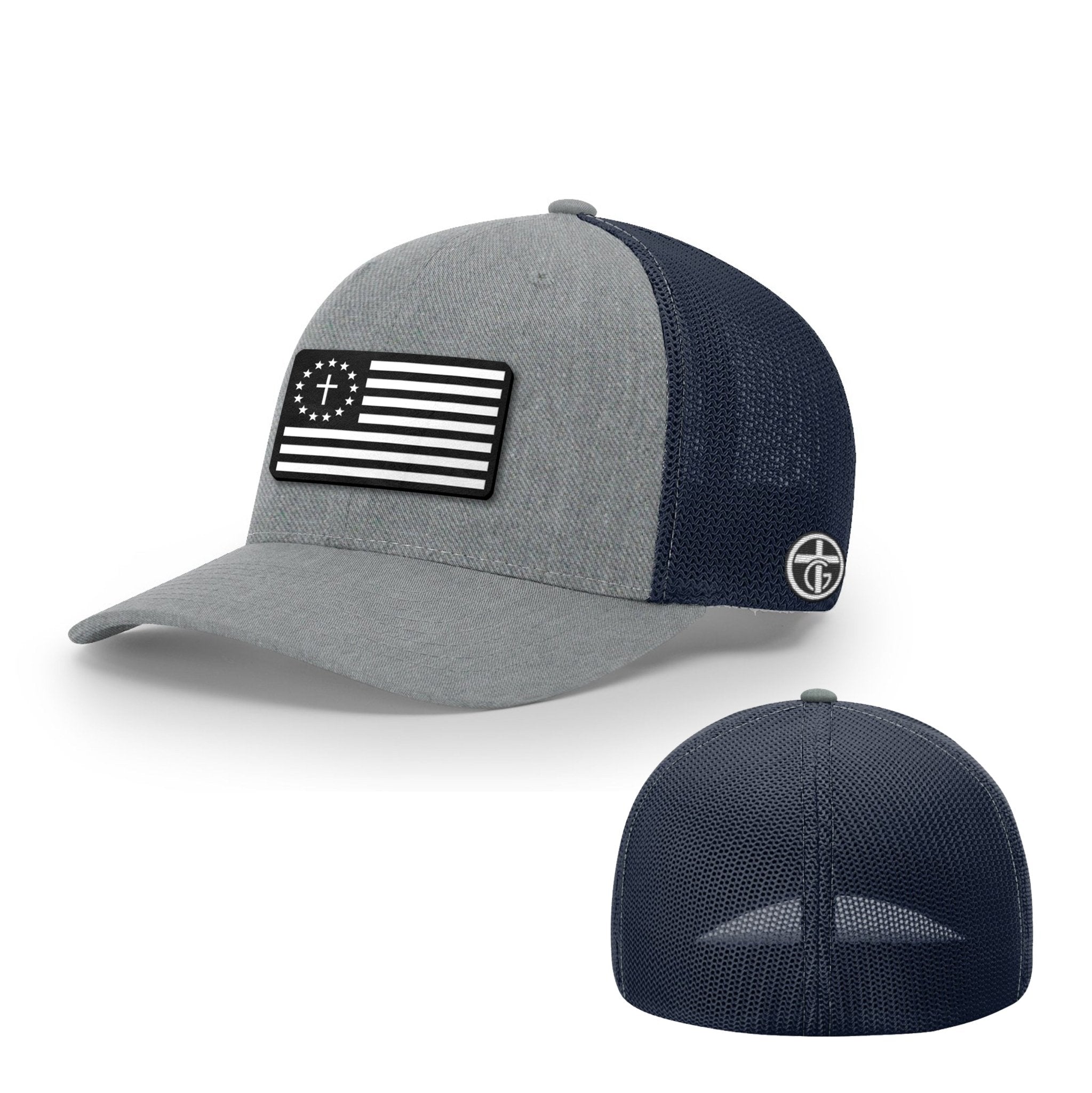 One Nation Under God White Leather Patch Hat - Snapback & Flexfit - Our True God