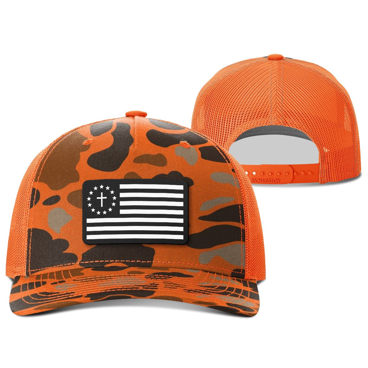 One Nation Under God White Leather Patch Hunting Hats - Our True God