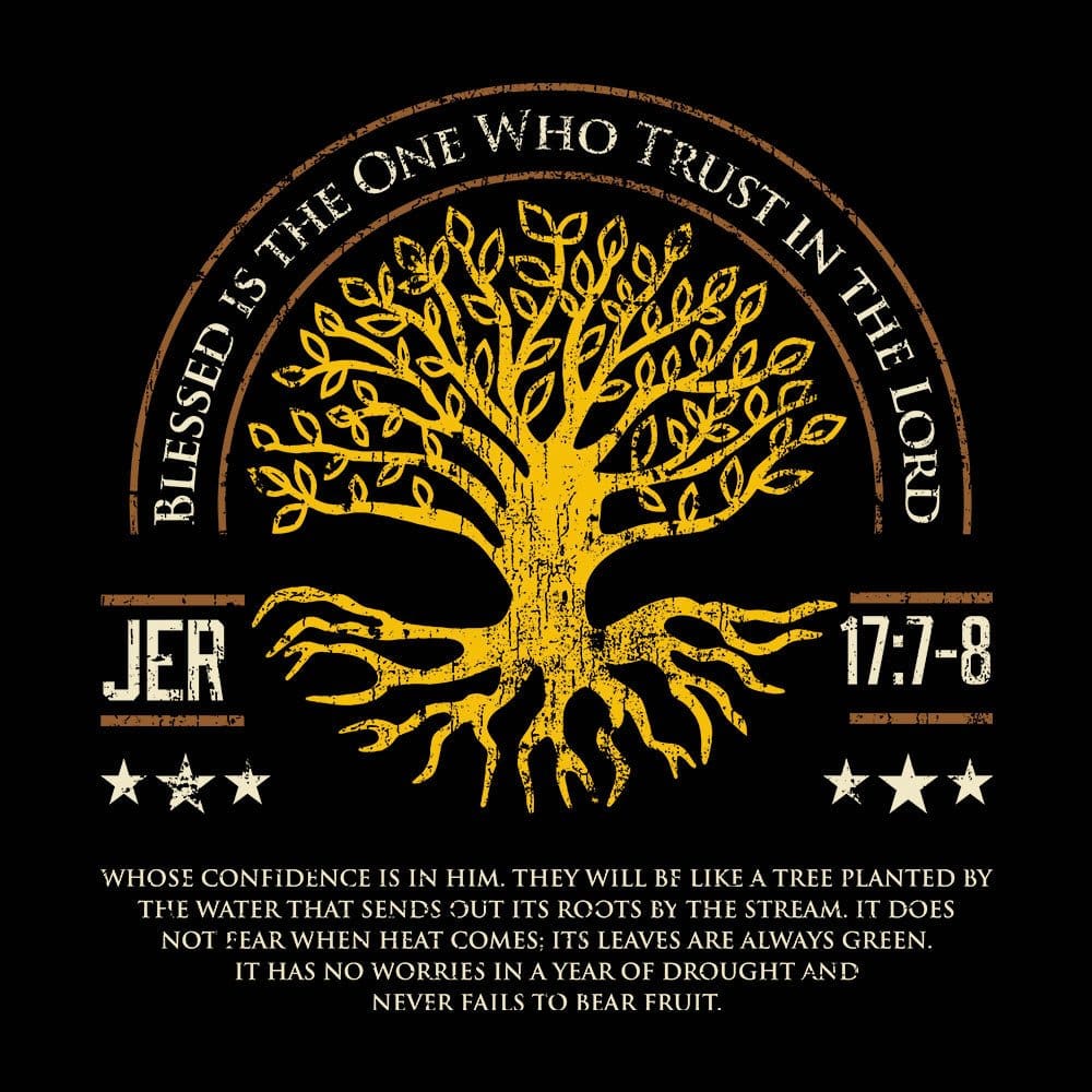Our True God Apparel Blessed Is The One Who Trust In The Lord Long Sleeve T-Shirt (Back Print)