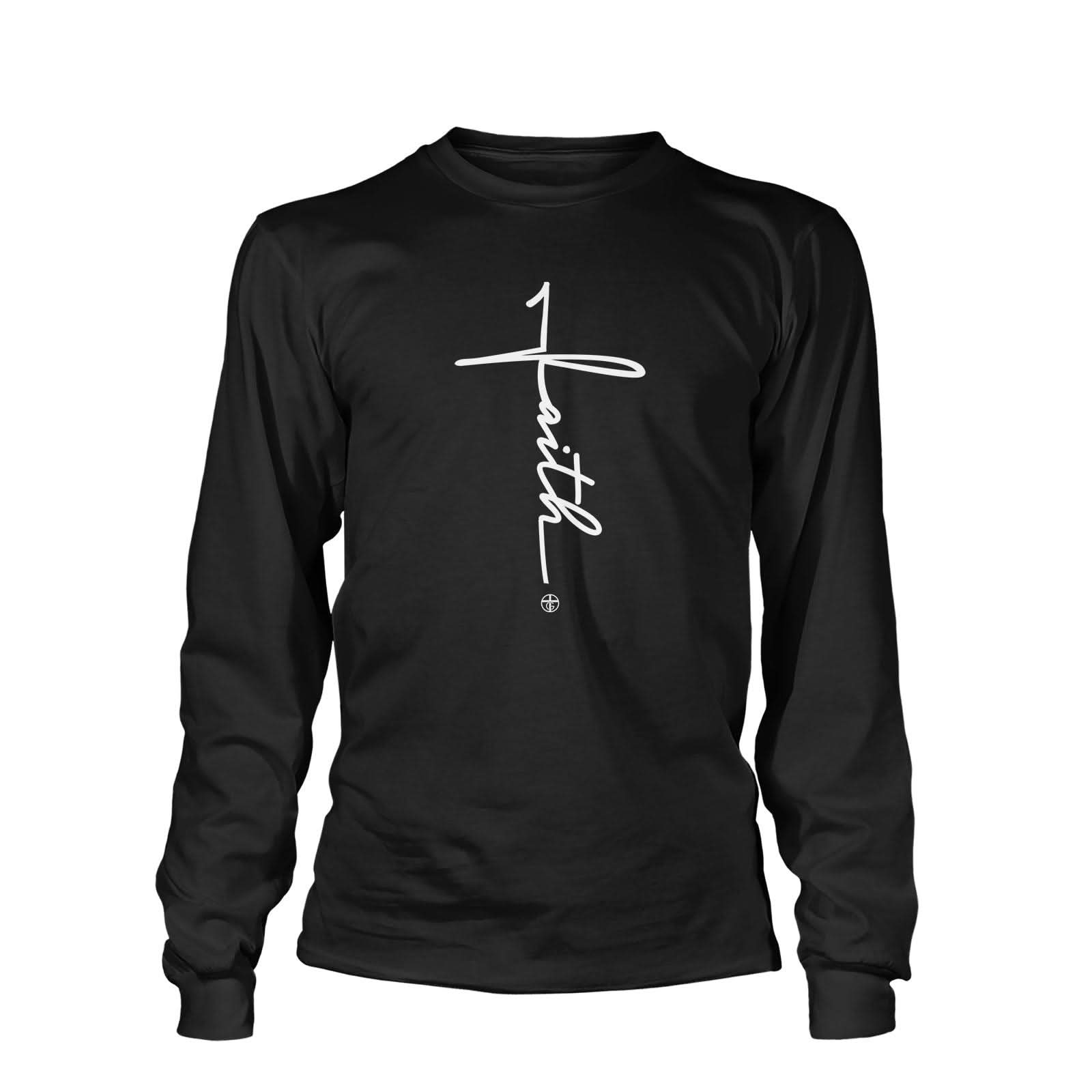 Our True God Apparel Long Sleeves / Black / S Faith Cross Long Sleeve T-Shirt