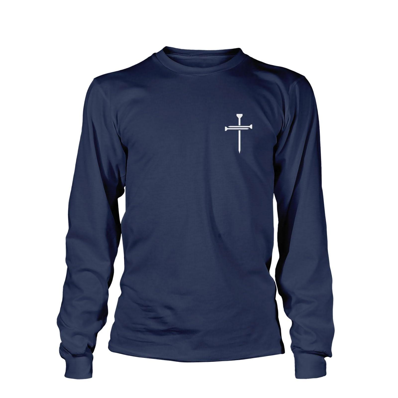 Our True God Apparel Long Sleeves / Navy / S Nail Cross Left Chest Long Sleeve T-Shirt