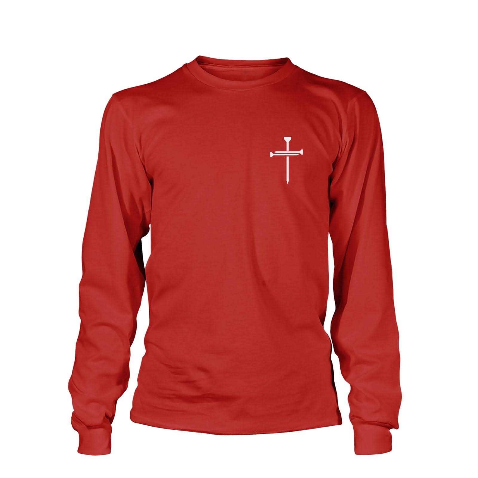 Our True God Apparel Long Sleeves / Red / S Nail Cross Left Chest Long Sleeve T-Shirt