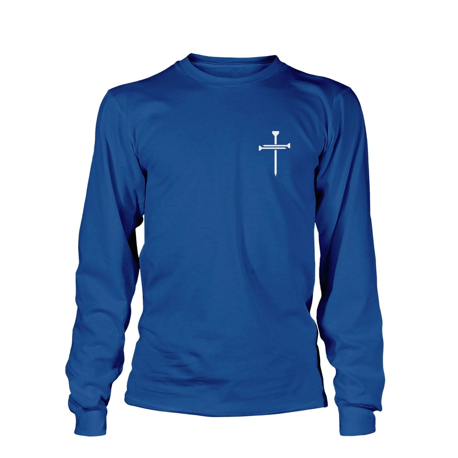 Our True God Apparel Long Sleeves / Royal Blue / S Nail Cross Left Chest Long Sleeve T-Shirt