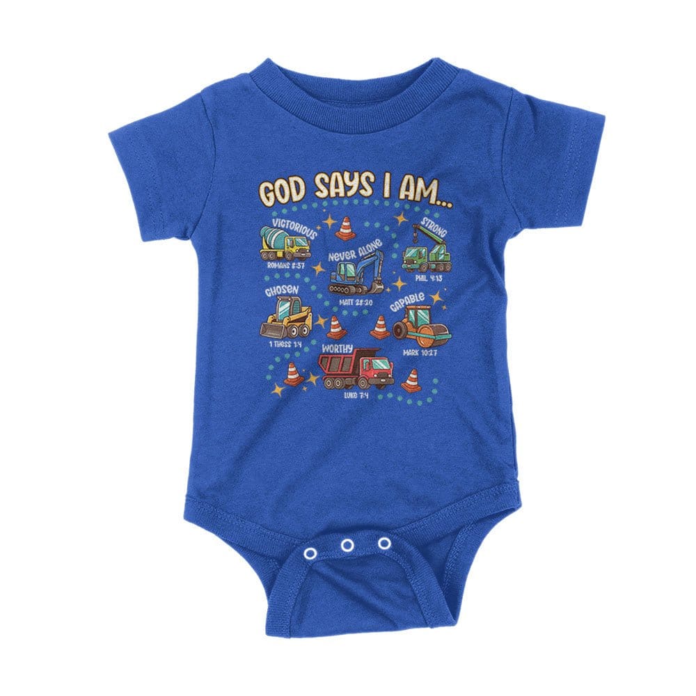 Our True God Apparel Onesie / Royal Blue / NB God says I am.. Kids Shirts