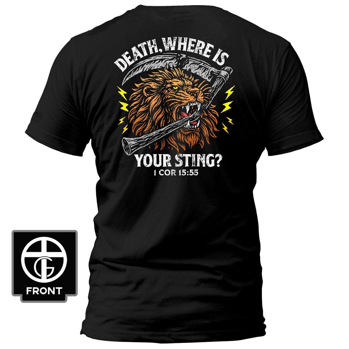 Our True God Apparel T-Shirt / Black / S Death, Where is your Sting? - 1 COR 15:55 T-Shirt