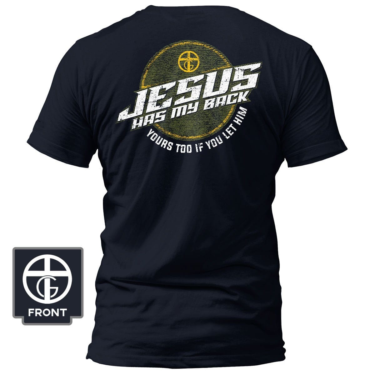 Our True God Apparel T-Shirt / Navy / S Jesus Has My Back T-Shirt
