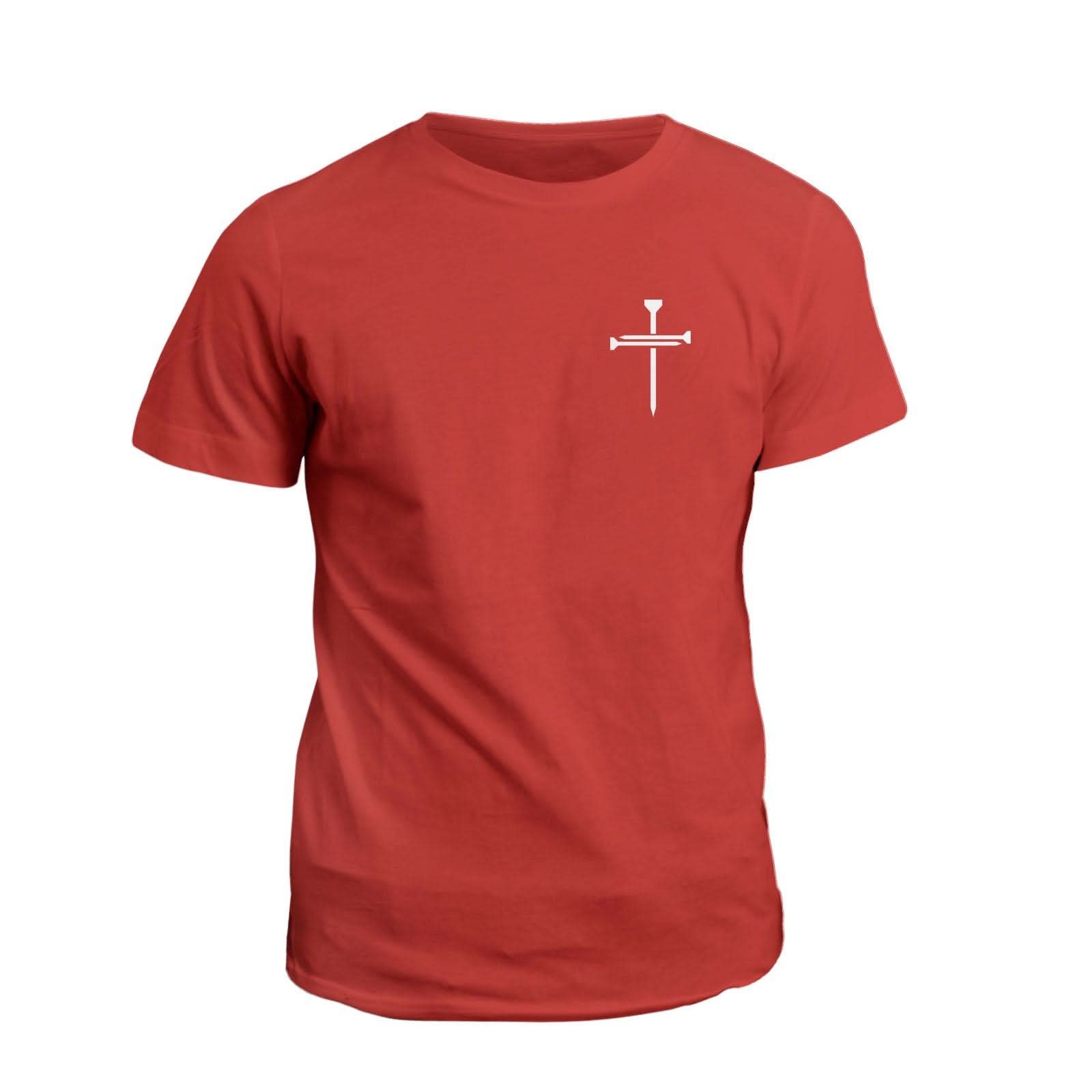 Our True God Apparel T-Shirt / Red / S Nail Cross Left Chest (Next Level Short Sleeve Crew)