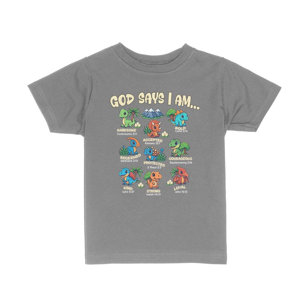 Our True God Apparel Toddler / Charcoal / 2T God says I am Dinosaurs Kids Shirts