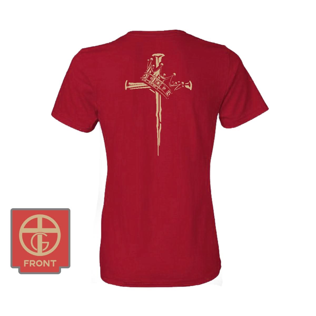 Our True God Apparel Women's Shirt / Red / S Cross and Crown (Back Print)