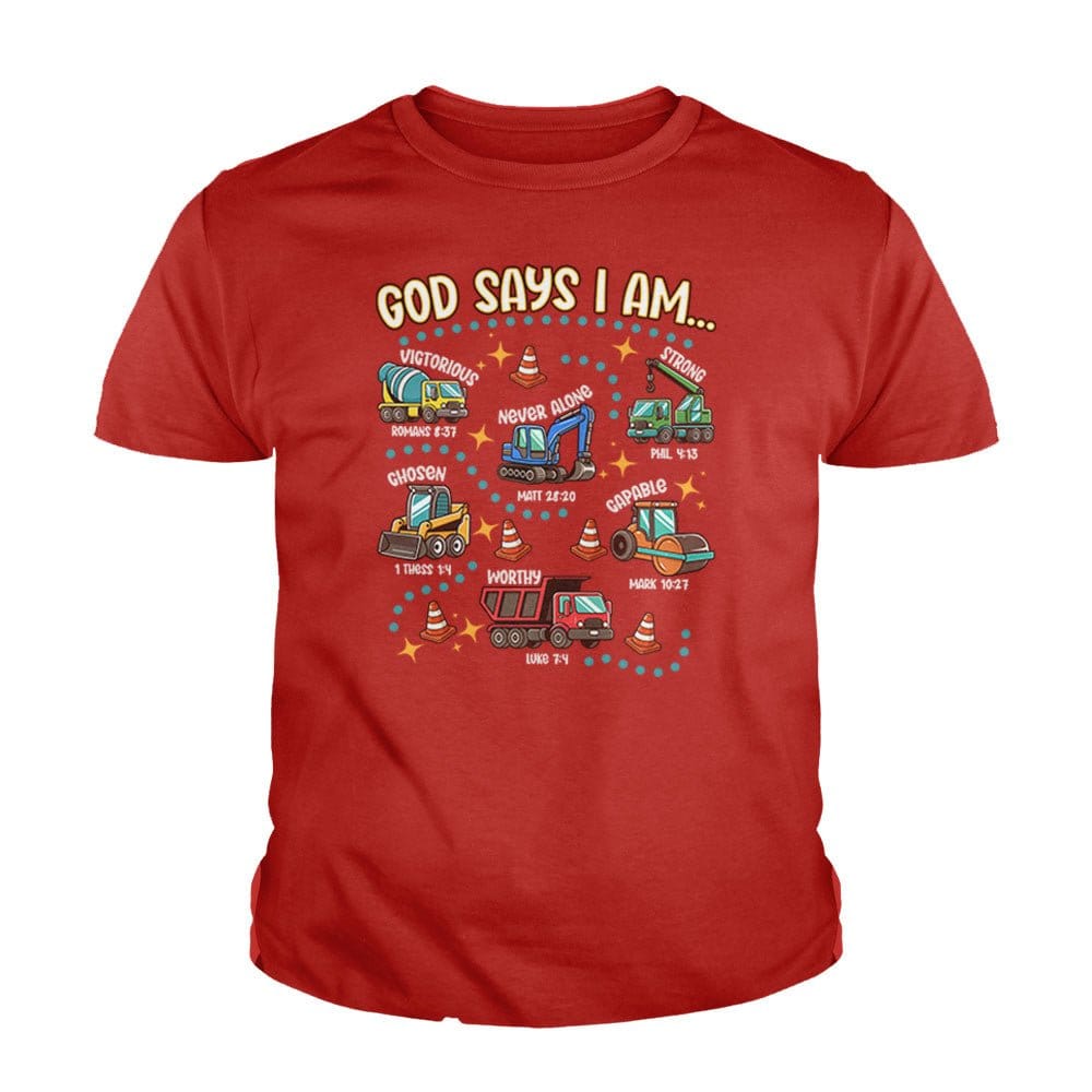 Our True God Apparel Youth / Red / XS God says I am.. Kids Shirts