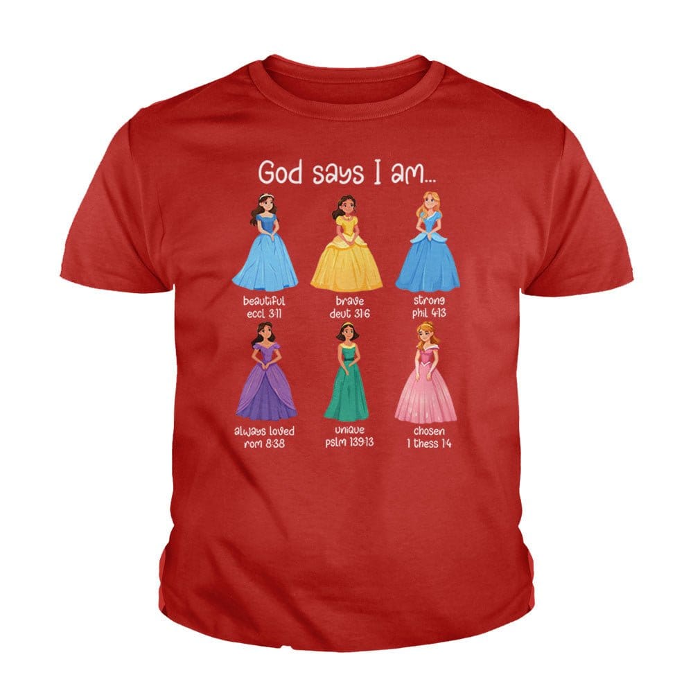Our True God Apparel Youth / Red / XS God Says I Am Princess Kids Shirts
