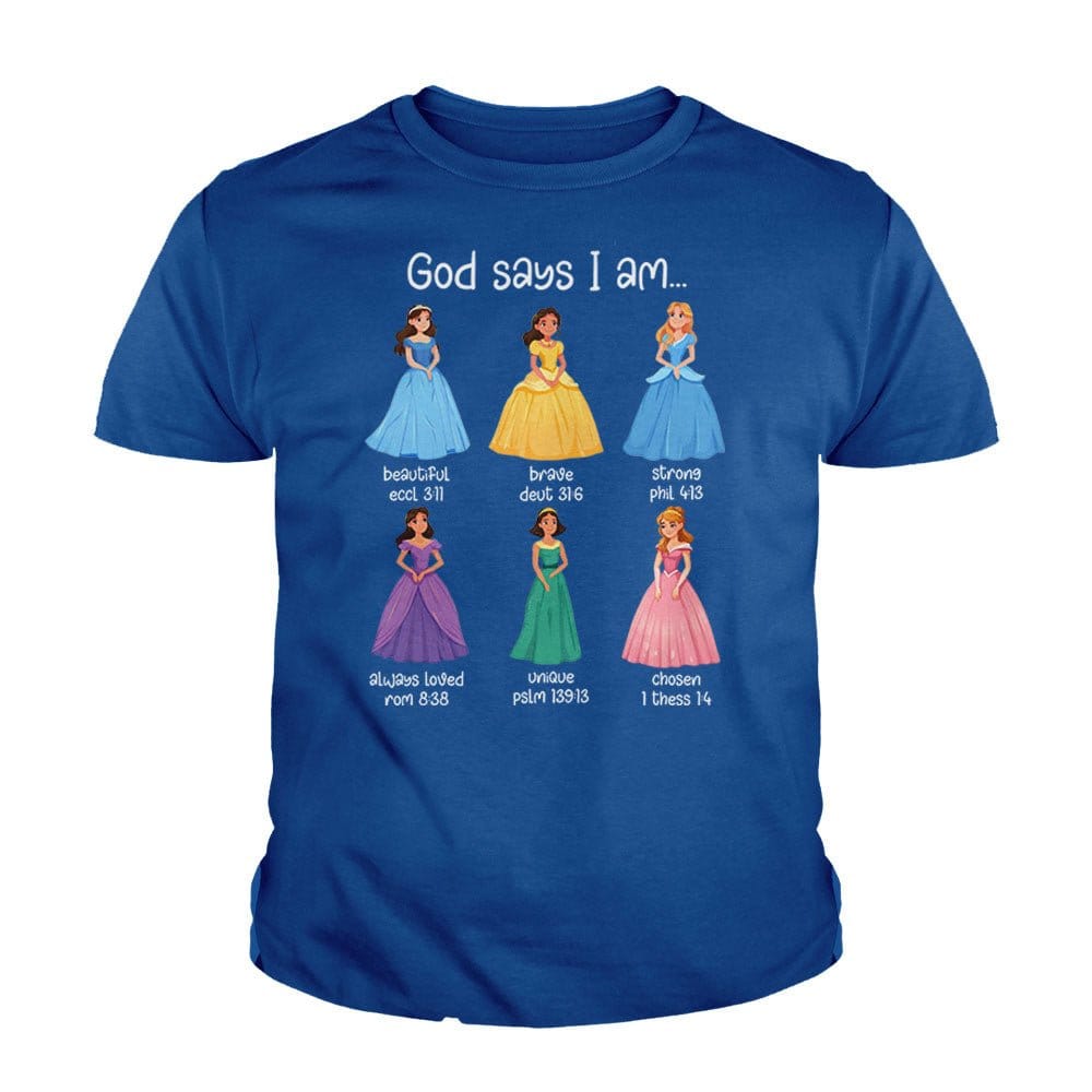 Our True God Apparel Youth / Royal Blue / XS God Says I Am Princess Kids Shirts