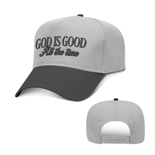God Is Good All The Time Two Tone Hat, Baseball in Black and Grey
