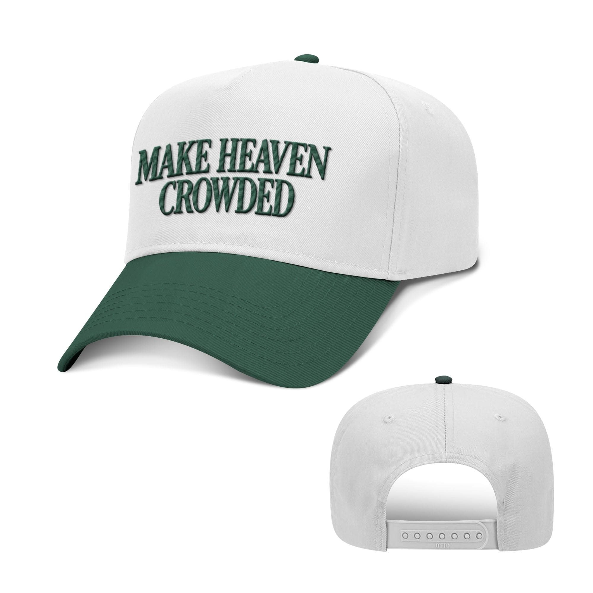 Our True God Hat Baseball / Dark Green and White / One Size Make Heaven Crowded Two Tone Hats