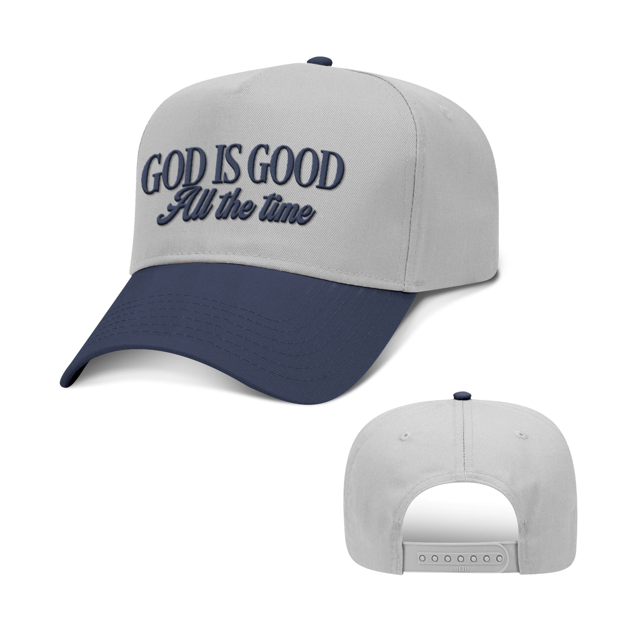 Our True God Hat Baseball / Navy and Grey / One Size God Is Good All The Time Two Tone Hats