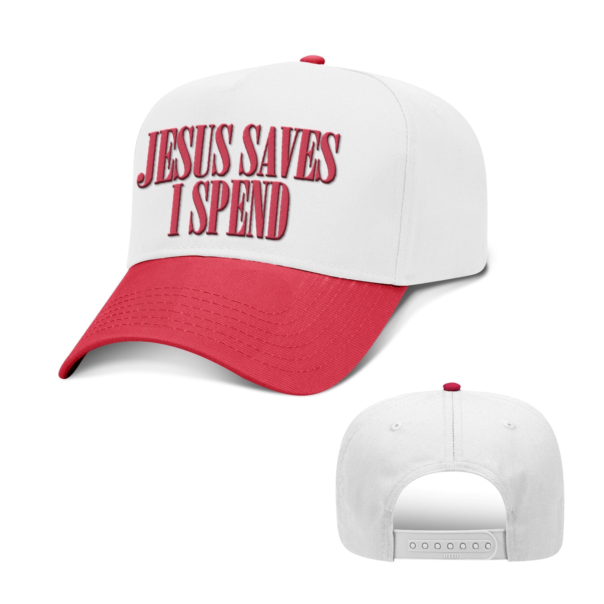 Our True God Hat Baseball / Red and White / One Size Jesus Saves I Spend Two Tone Hats