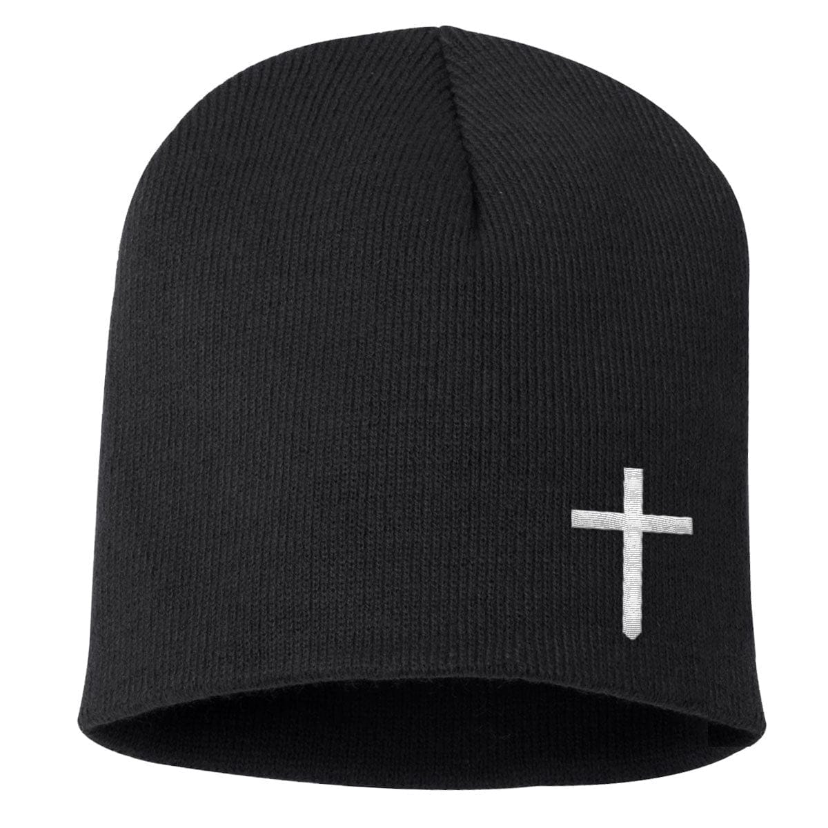 Our True God Hat Beanies Uncuffed / Black / One Size Cross Lower Left Beanies
