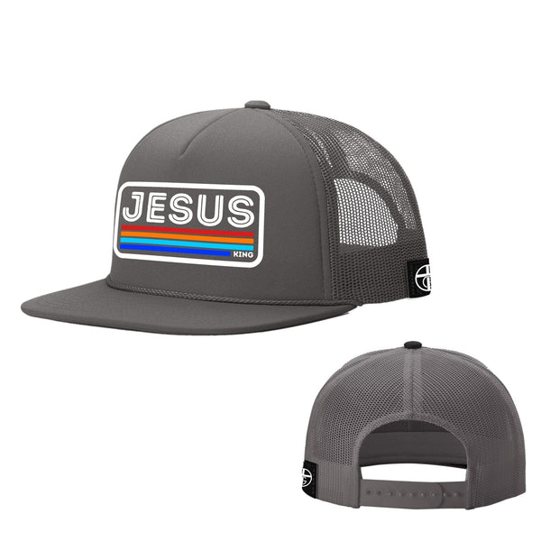 Jesus King Foam Trucker Hat in Charcoal