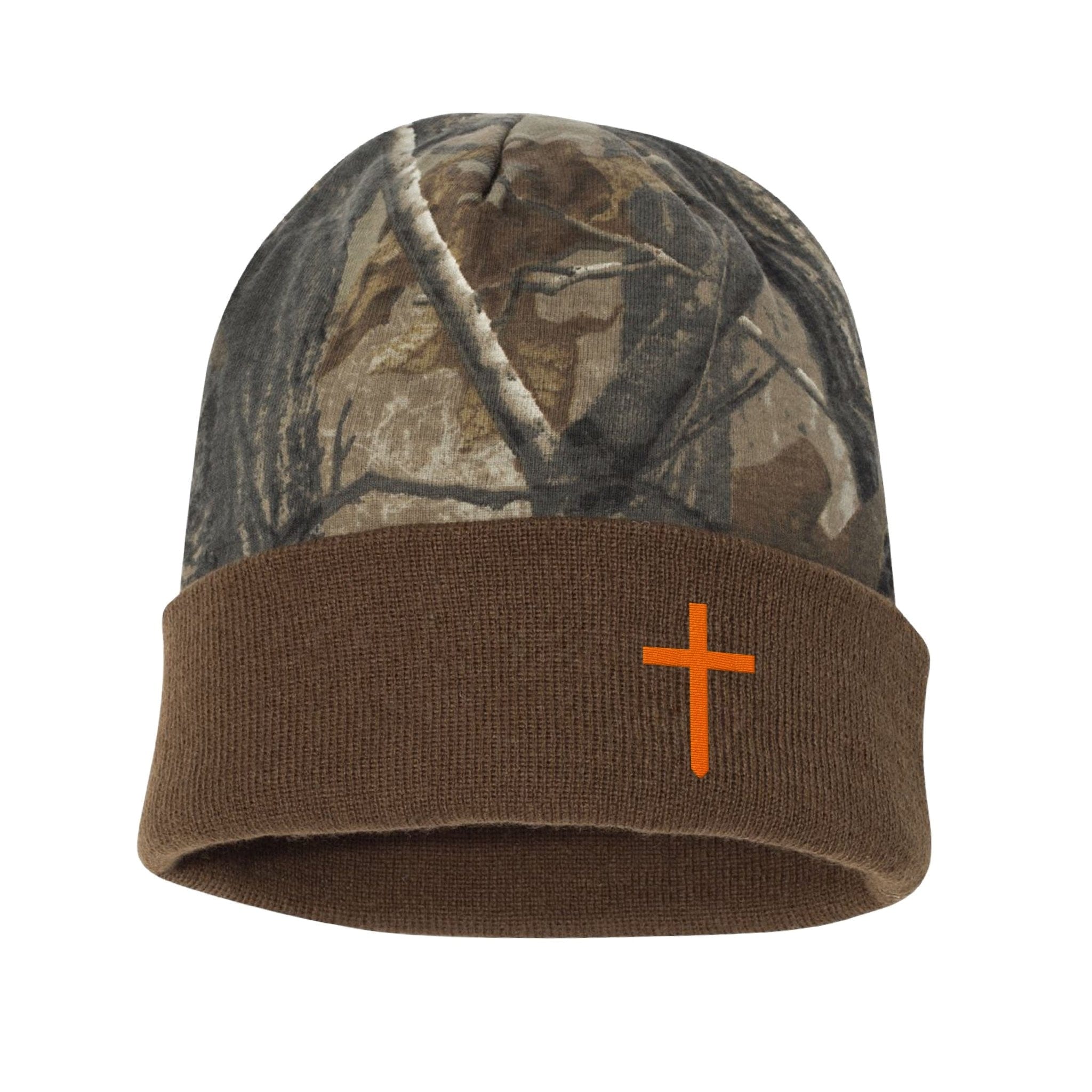 Our True God Hat Cross Lower Left Realtree® Camo Hunting Beanie