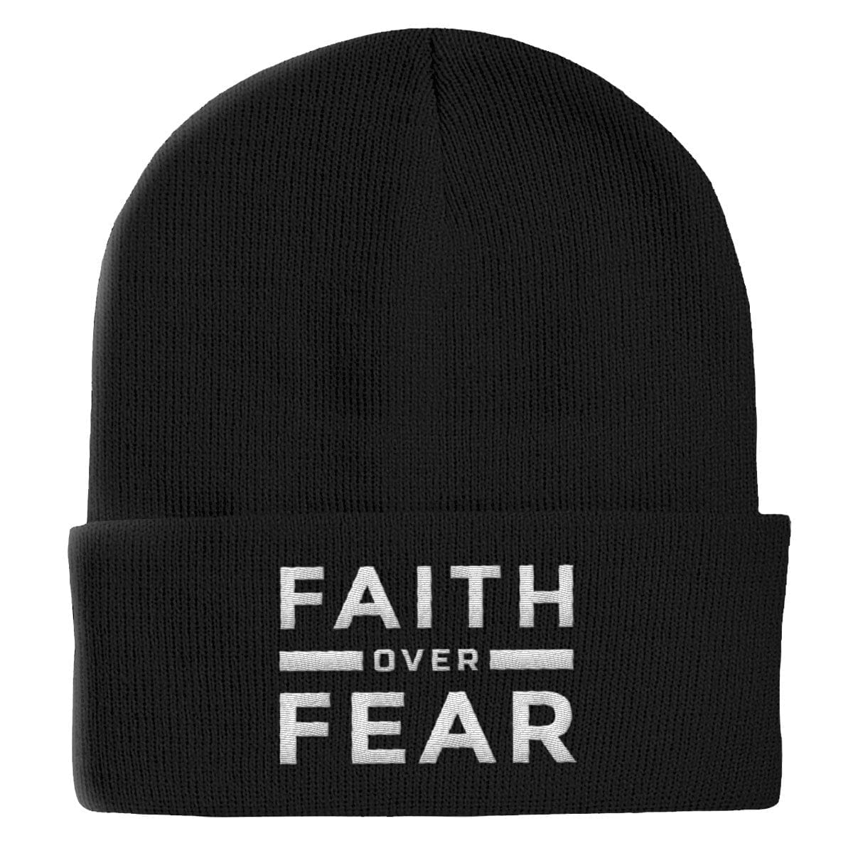 Our True God Hat Cuffed Beanies / Black / One Size Faith Over Fear Beanies