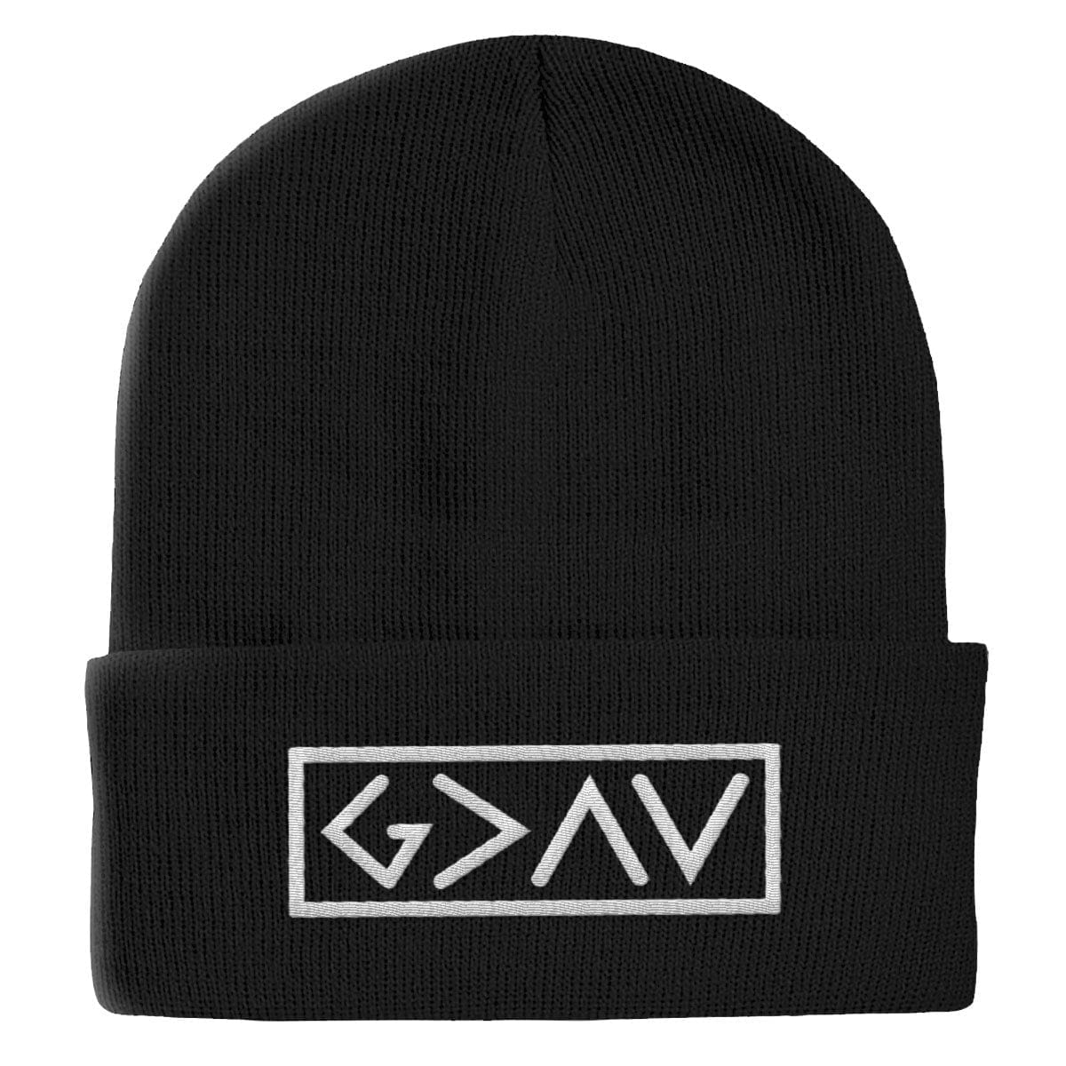 Our True God Hat Cuffed Beanies / Black / One Size God is Greater Than the Highs and Lows Beanies