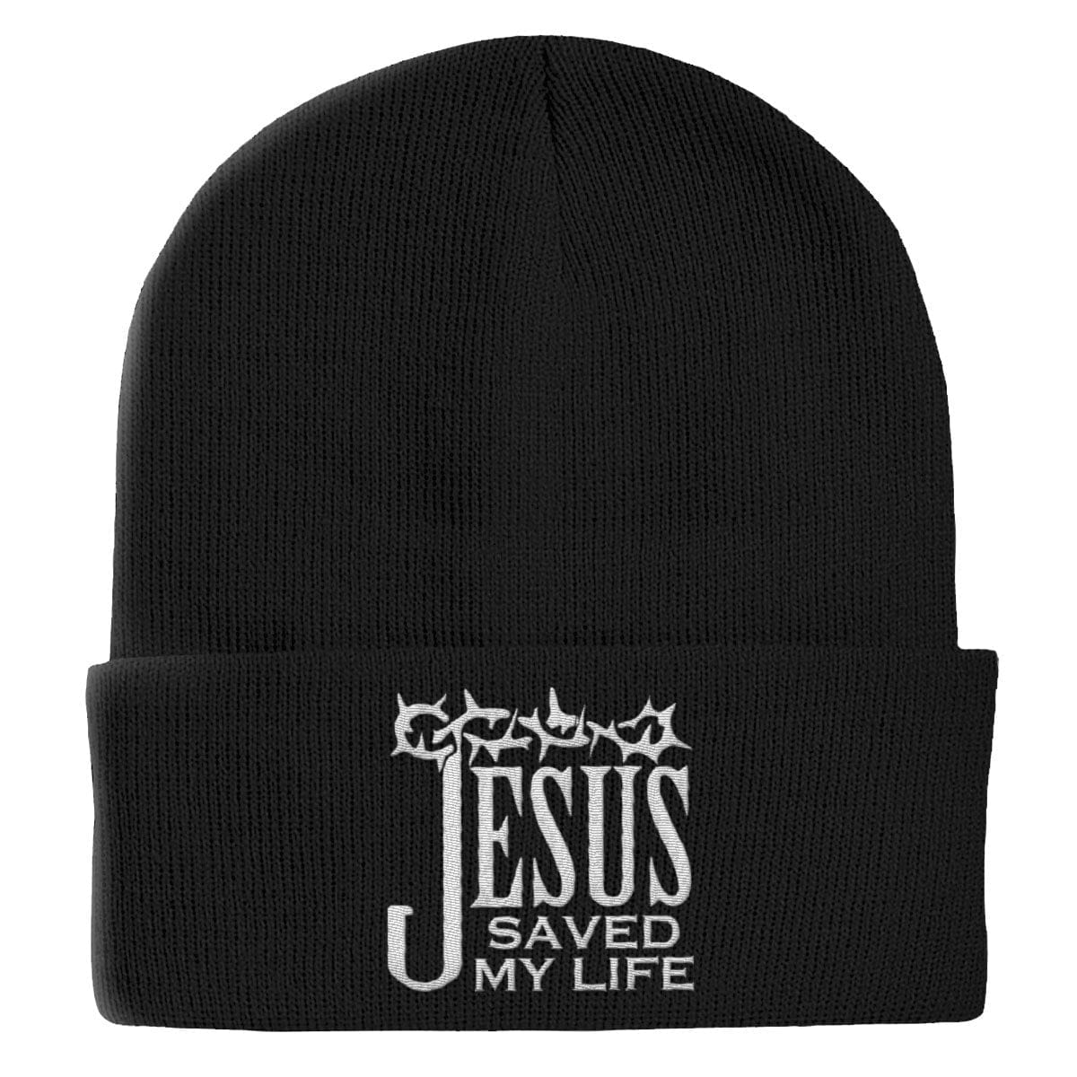 Our True God Hat Cuffed Beanies / Black / One Size Jesus Saved My Life Beanies