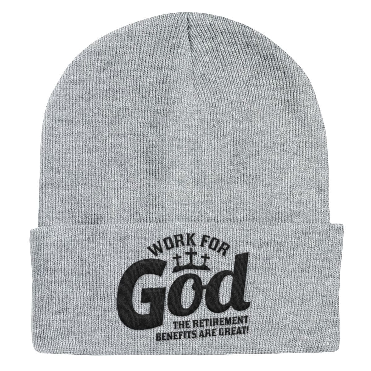 Our True God Hat Cuffed Beanies / Heather Grey / One Size Work For God Beanies