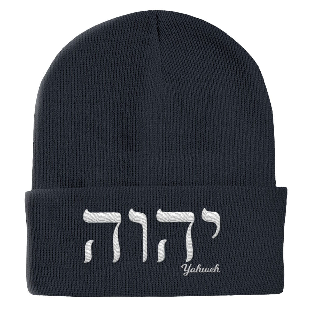 Our True God Hat Cuffed Beanies / Navy / One Size Yahweh Beanies