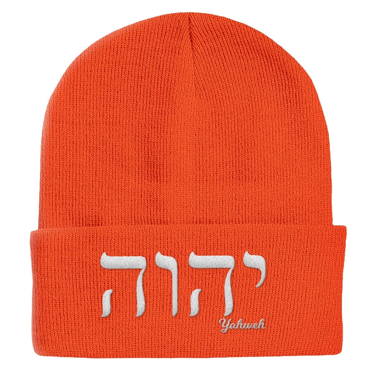 Our True God Hat Cuffed Beanies / Orange / One Size Yahweh Beanies