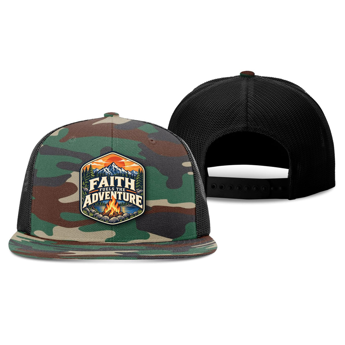 Our True God Hat Faith Fuels the Adventure Trucker Hat