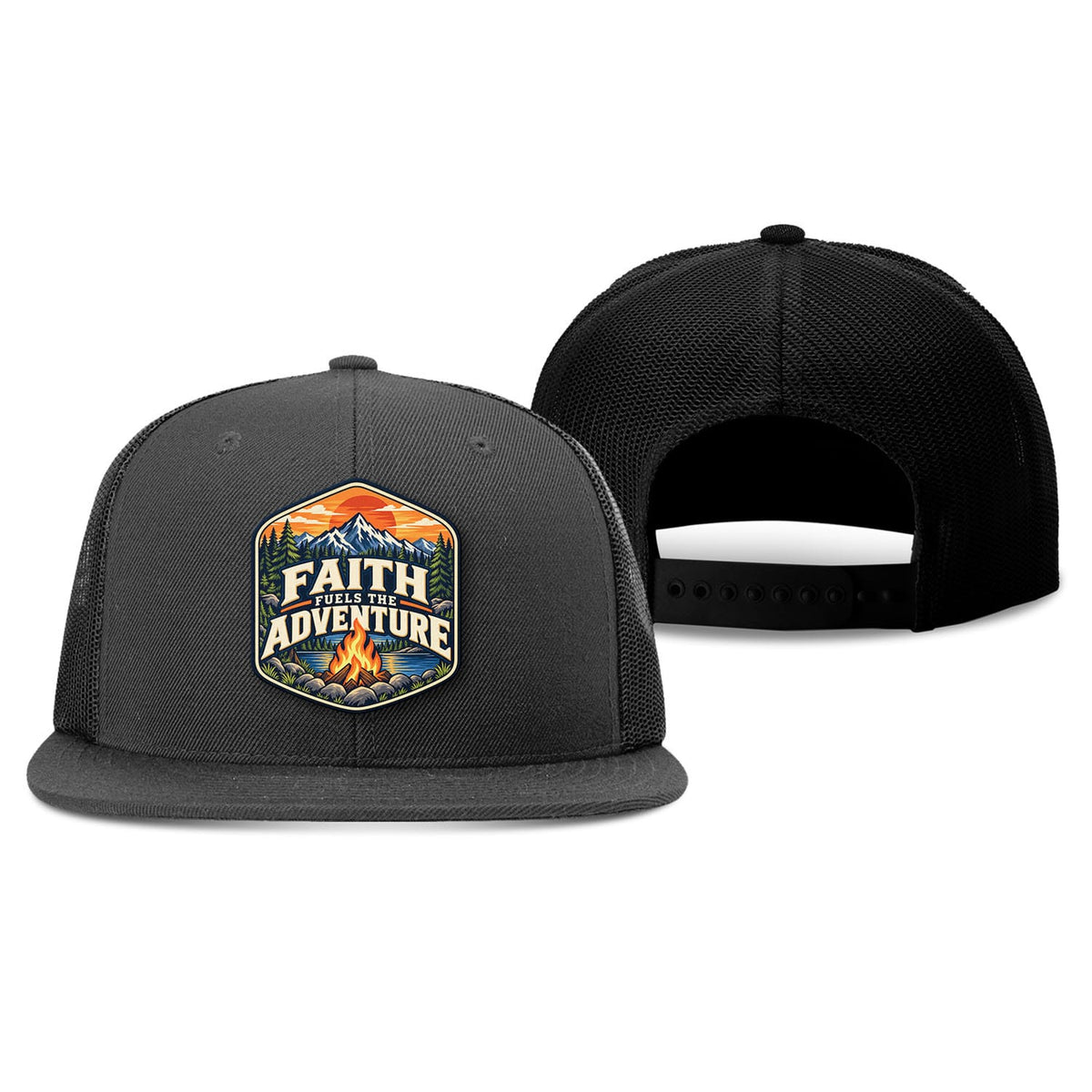 Our True God Hat Faith Fuels the Adventure Trucker Hat