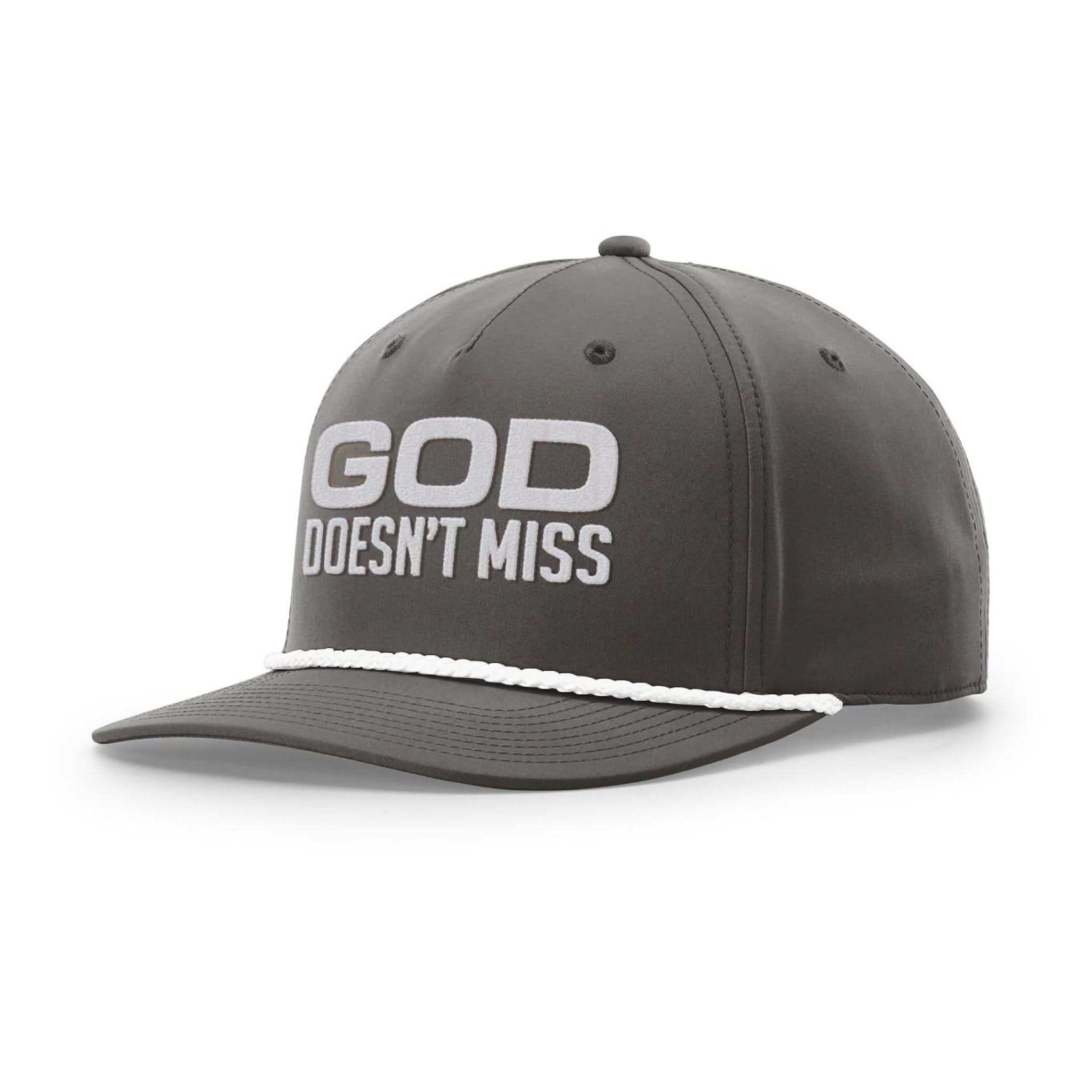 Our True God Hat Five Panel Classic / Dark Grey and White / One Size God Doesn't Miss Rope Hats