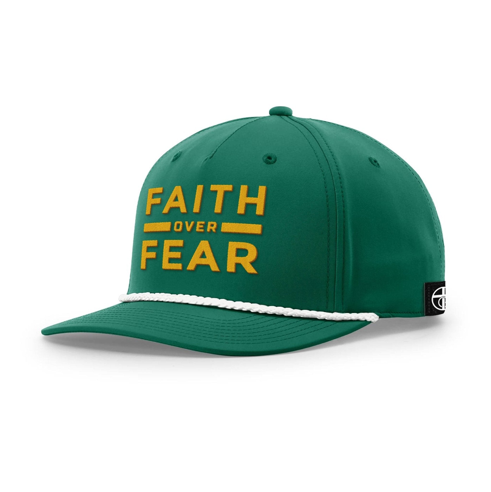 Our True God Hat Five Panel Classic / Kelly and White / One Size Faith Over Fear Rope Hats