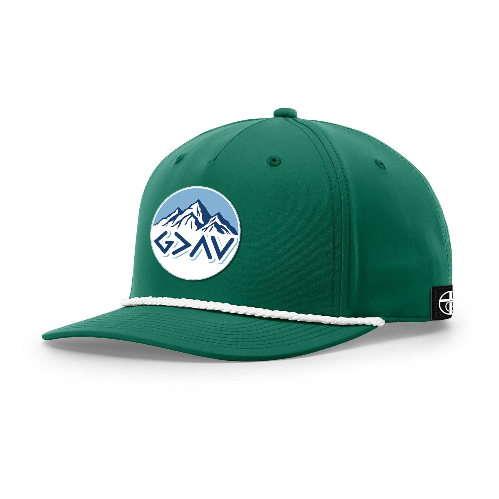 Our True God Hat Five Panel Classic / Kelly and White / One Size God Is Greater Than The Highs And Lows Mountain Circle Patch Rope Hats