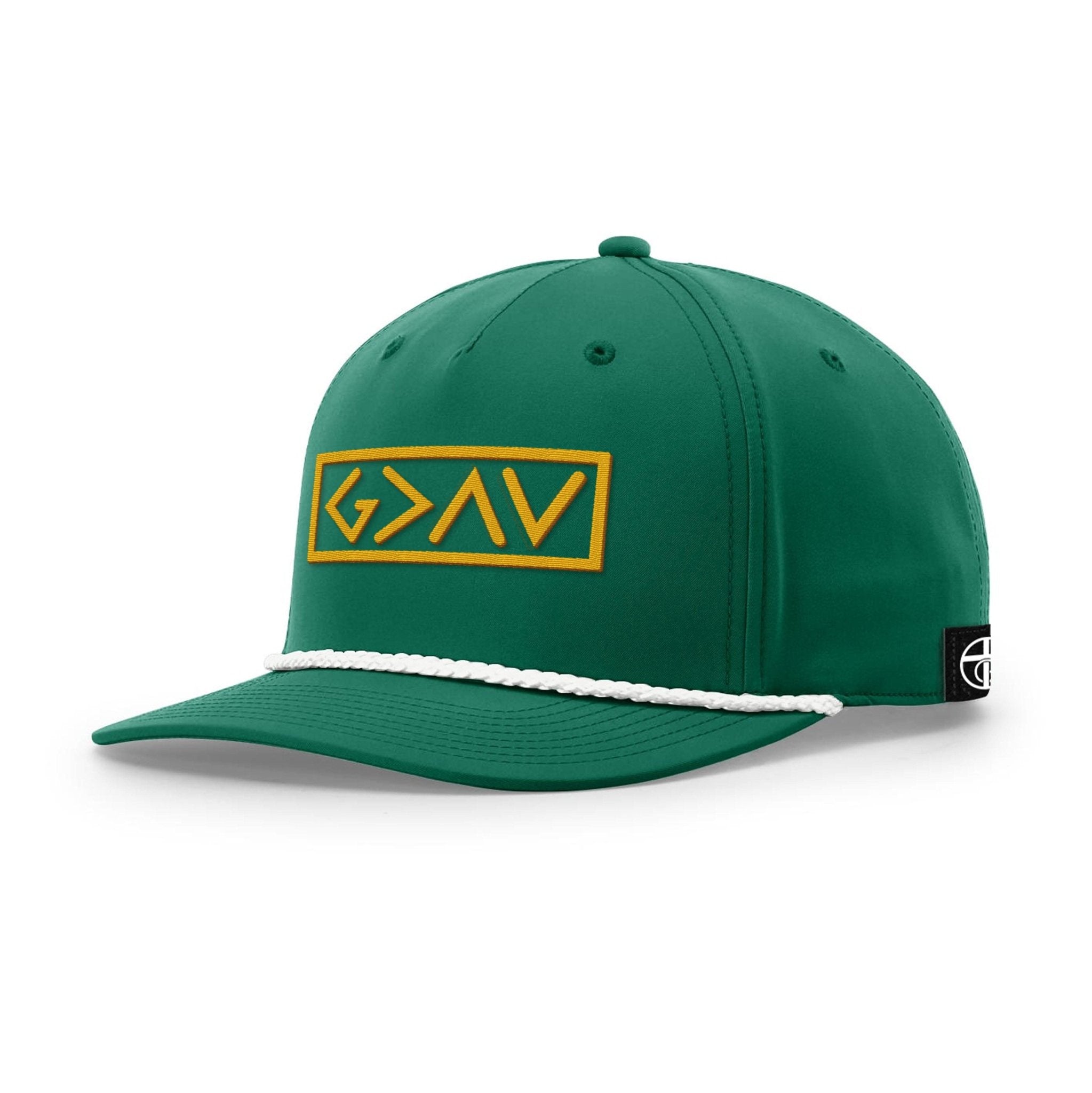 Our True God Hat Five Panel Classic / Kelly and White / One Size God is Greater Than the Highs and Lows Rope Hats