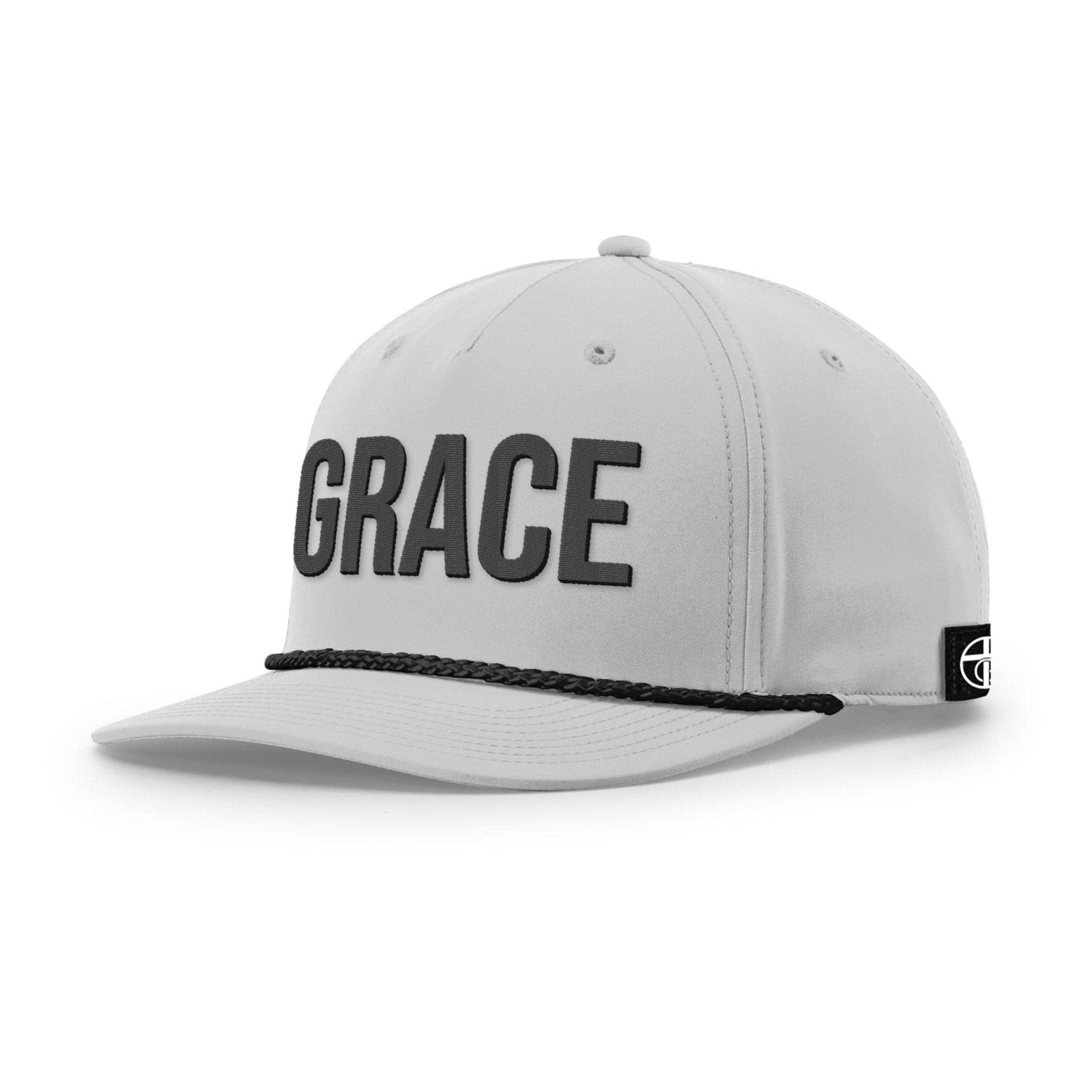 Our True God Hat Five Panel Classic / Light Grey and Black / One Size GRACE Rope Hats