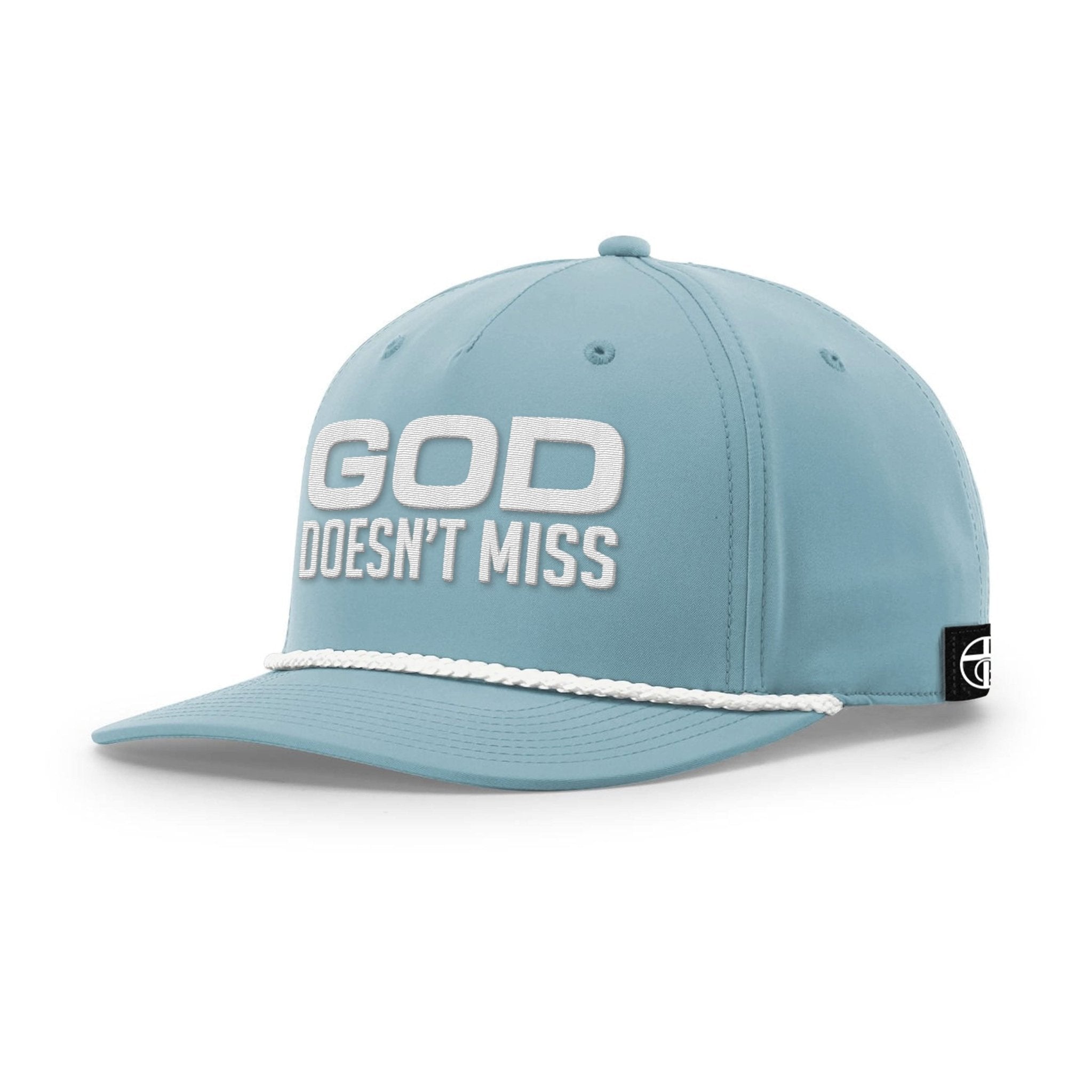 Our True God Hat Five Panel Classic / Smoke Blue and White / One Size God Doesn't Miss Rope Hats
