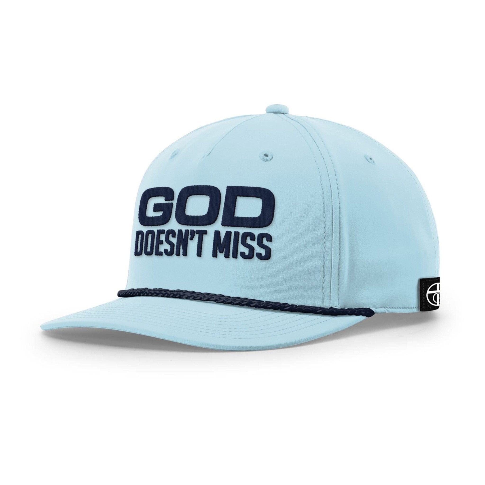 Our True God Hat Five Panel Classic / Soft Blue and Navy / One Size God Doesn't Miss Rope Hats